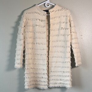 J.Crew XXS Cream Fringe Open Front Cardigan Wool Alpaca Blend